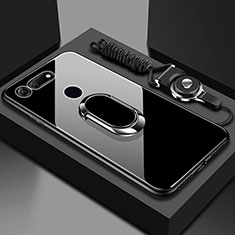 Carcasa Bumper Funda Silicona Espejo con Magnetico Anillo de dedo Soporte T01 para Huawei Honor View 20 Negro