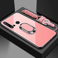 Carcasa Bumper Funda Silicona Espejo con Magnetico Anillo de dedo Soporte T01 para Huawei P20 Lite (2019) Rosa