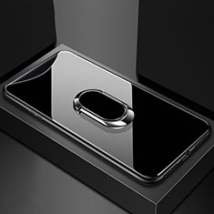 Carcasa Bumper Funda Silicona Espejo con Magnetico Anillo de dedo Soporte T01 para Oppo Find X Negro