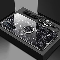 Carcasa Bumper Funda Silicona Espejo con Magnetico Anillo de dedo Soporte T01 para Oppo Find X2 Lite Negro