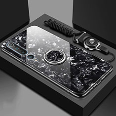 Carcasa Bumper Funda Silicona Espejo con Magnetico Anillo de dedo Soporte T01 para Xiaomi Mi 10 Negro
