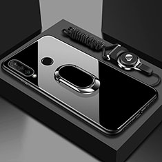 Carcasa Bumper Funda Silicona Espejo con Magnetico Anillo de dedo Soporte T02 para Huawei Honor 20E Negro
