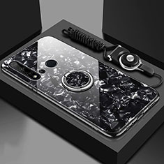 Carcasa Bumper Funda Silicona Espejo con Magnetico Anillo de dedo Soporte T02 para Huawei Nova 5i Negro