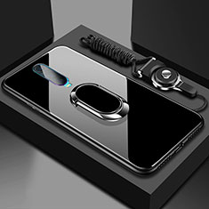 Carcasa Bumper Funda Silicona Espejo con Magnetico Anillo de dedo Soporte T02 para Oppo RX17 Pro Negro