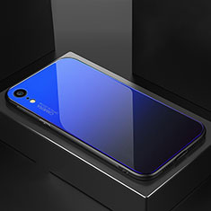 Carcasa Bumper Funda Silicona Espejo Gradiente Arco iris A01 para Apple iPhone XR Azul