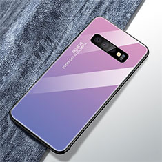 Carcasa Bumper Funda Silicona Espejo Gradiente Arco iris A01 para Samsung Galaxy S10 Plus Morado