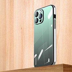 Carcasa Bumper Funda Silicona Espejo Gradiente Arco iris AT1 para Apple iPhone 13 Pro Max Verde