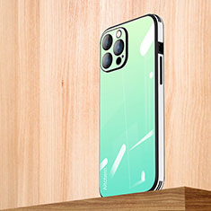 Carcasa Bumper Funda Silicona Espejo Gradiente Arco iris AT1 para Apple iPhone 14 Pro Max Menta Verde