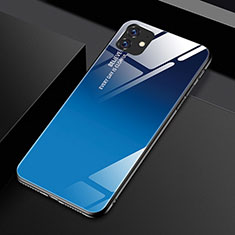 Carcasa Bumper Funda Silicona Espejo Gradiente Arco iris H01 para Apple iPhone 11 Azul