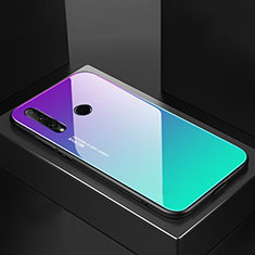Carcasa Bumper Funda Silicona Espejo Gradiente Arco iris H01 para Huawei Honor 20 Lite Cian