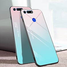Carcasa Bumper Funda Silicona Espejo Gradiente Arco iris H01 para Huawei Honor V20 Cian