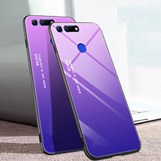 Carcasa Bumper Funda Silicona Espejo Gradiente Arco iris H01 para Huawei Honor V20 Morado