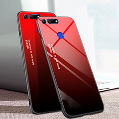Carcasa Bumper Funda Silicona Espejo Gradiente Arco iris H01 para Huawei Honor V20 Rojo