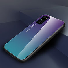 Carcasa Bumper Funda Silicona Espejo Gradiente Arco iris H01 para Huawei Honor V30 Pro 5G Morado