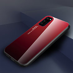 Carcasa Bumper Funda Silicona Espejo Gradiente Arco iris H01 para Huawei Honor V30 Pro 5G Rojo