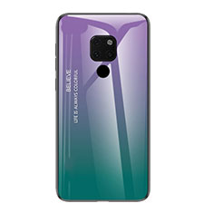 Carcasa Bumper Funda Silicona Espejo Gradiente Arco iris H01 para Huawei Mate 20 X 5G Morado