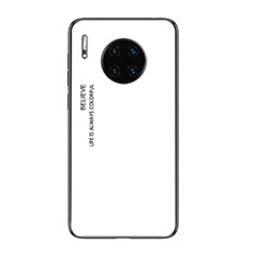 Carcasa Bumper Funda Silicona Espejo Gradiente Arco iris H01 para Huawei Mate 30 Pro Blanco