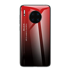 Carcasa Bumper Funda Silicona Espejo Gradiente Arco iris H01 para Huawei Mate 30E Pro 5G Rojo