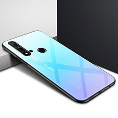Carcasa Bumper Funda Silicona Espejo Gradiente Arco iris H01 para Huawei Nova 5i Azul Cielo
