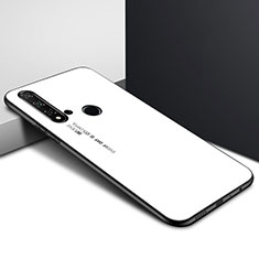 Carcasa Bumper Funda Silicona Espejo Gradiente Arco iris H01 para Huawei Nova 5i Blanco