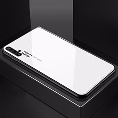 Carcasa Bumper Funda Silicona Espejo Gradiente Arco iris H01 para Huawei Nova 5T Blanco