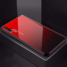 Carcasa Bumper Funda Silicona Espejo Gradiente Arco iris H01 para Huawei Nova 5T Rojo