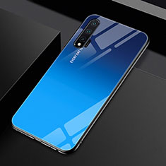 Carcasa Bumper Funda Silicona Espejo Gradiente Arco iris H01 para Huawei Nova 6 5G Azul