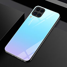 Carcasa Bumper Funda Silicona Espejo Gradiente Arco iris H01 para Huawei Nova 6 SE Azul Cielo