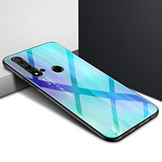 Carcasa Bumper Funda Silicona Espejo Gradiente Arco iris H01 para Huawei P20 Lite (2019) Cian