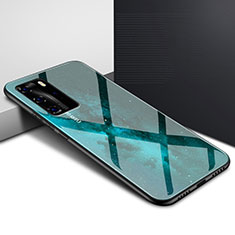 Carcasa Bumper Funda Silicona Espejo Gradiente Arco iris H01 para Huawei P40 Pro Verde
