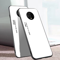 Carcasa Bumper Funda Silicona Espejo Gradiente Arco iris H01 para OnePlus 7T Blanco