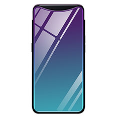 Carcasa Bumper Funda Silicona Espejo Gradiente Arco iris H01 para Oppo Find X Azul