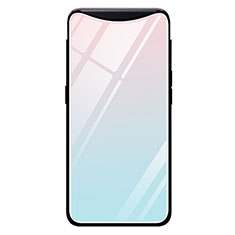 Carcasa Bumper Funda Silicona Espejo Gradiente Arco iris H01 para Oppo Find X Cian