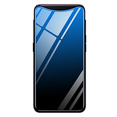 Carcasa Bumper Funda Silicona Espejo Gradiente Arco iris H01 para Oppo Find X Super Flash Edition Azul y Negro
