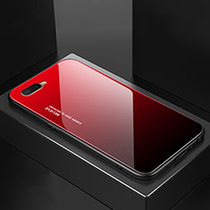 Carcasa Bumper Funda Silicona Espejo Gradiente Arco iris H01 para Oppo R15X Rojo