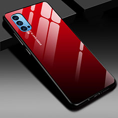 Carcasa Bumper Funda Silicona Espejo Gradiente Arco iris H01 para Oppo Reno4 Pro 5G Rojo