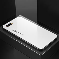 Carcasa Bumper Funda Silicona Espejo Gradiente Arco iris H01 para Oppo RX17 Neo Blanco