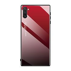 Carcasa Bumper Funda Silicona Espejo Gradiente Arco iris H01 para Samsung Galaxy Note 10 5G Rojo