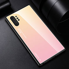 Carcasa Bumper Funda Silicona Espejo Gradiente Arco iris H01 para Samsung Galaxy Note 10 Plus Rosa