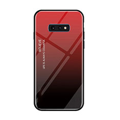 Carcasa Bumper Funda Silicona Espejo Gradiente Arco iris H01 para Samsung Galaxy S10e Rojo