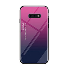 Carcasa Bumper Funda Silicona Espejo Gradiente Arco iris H01 para Samsung Galaxy S10e Rosa Roja