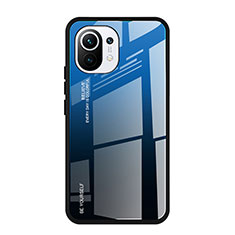 Carcasa Bumper Funda Silicona Espejo Gradiente Arco iris H01 para Xiaomi Mi 11 5G Azul