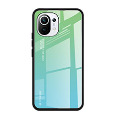 Carcasa Bumper Funda Silicona Espejo Gradiente Arco iris H01 para Xiaomi Mi 11 Lite 5G Verde