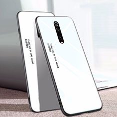 Carcasa Bumper Funda Silicona Espejo Gradiente Arco iris H01 para Xiaomi Mi 9T Blanco