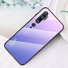 Carcasa Bumper Funda Silicona Espejo Gradiente Arco iris H01 para Xiaomi Mi Note 10 Morado