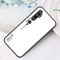 Carcasa Bumper Funda Silicona Espejo Gradiente Arco iris H01 para Xiaomi Mi Note 10 Pro Blanco