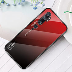 Carcasa Bumper Funda Silicona Espejo Gradiente Arco iris H01 para Xiaomi Mi Note 10 Pro Rojo