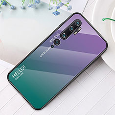 Carcasa Bumper Funda Silicona Espejo Gradiente Arco iris H01 para Xiaomi Mi Note 10 Pro Verde