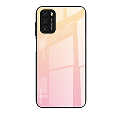 Carcasa Bumper Funda Silicona Espejo Gradiente Arco iris H01 para Xiaomi Poco M3 Rosa