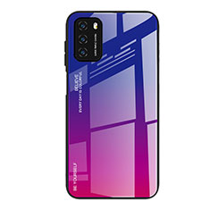 Carcasa Bumper Funda Silicona Espejo Gradiente Arco iris H01 para Xiaomi Poco M3 Rosa Roja
